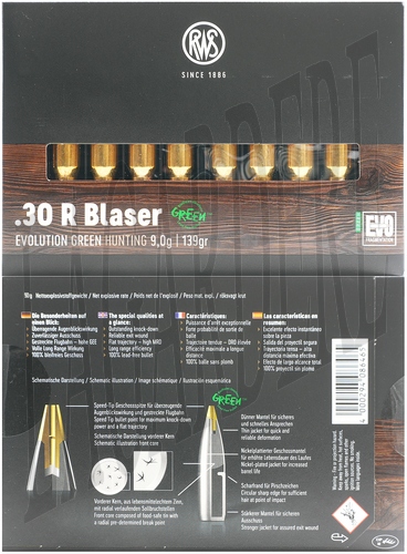 RWS EVO GREEN 9G / 139GR(CARTOUCHE A BALLE)
